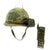 Original U.S. WWII Vietnam War M1 Helmet with PRT-4 / PRR-9 Squad Radio Set and USMC Camouflage Cover Original Items
