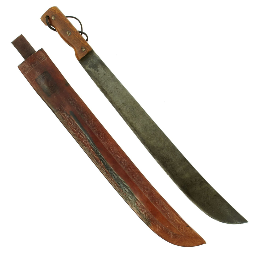 Original WWII U.S. Navy Collins & Co. Legitimus Long Jungle Machete with No.13 Leather Scabbard - dated 1944 Original Items