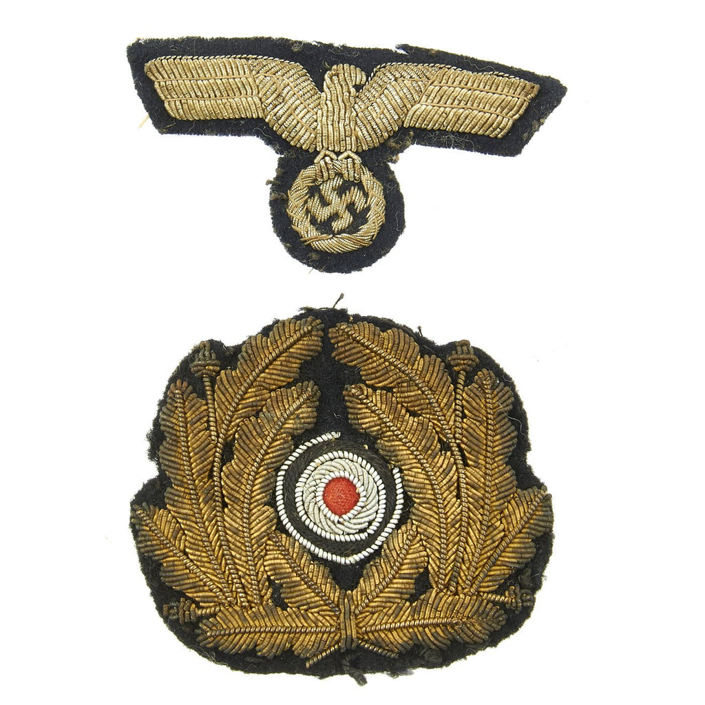 Original German WWII Kriegsmarine Visor Cap Bullion Eagle and Cockade Wreath Original Items