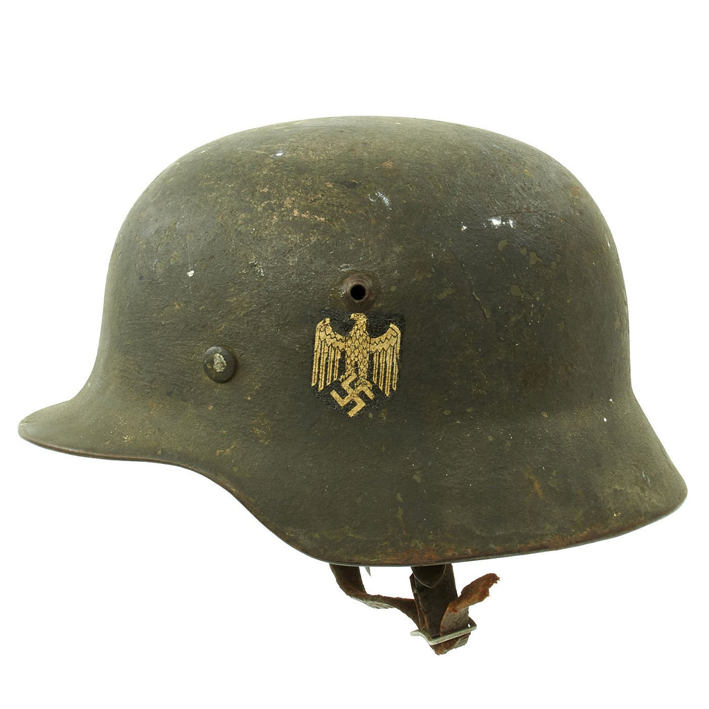 Original German Pre-WWII Army Heer M35 Single Decal Steel Helmet with 1937 dated Liner - Size 64 Original Items
