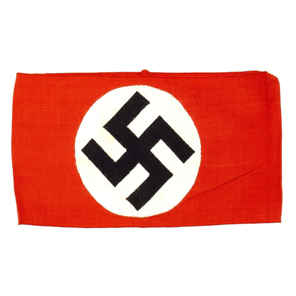Original German WWII NSDAP Mid-War Party Armband with BeVo Embroidered Insignia Original Items
