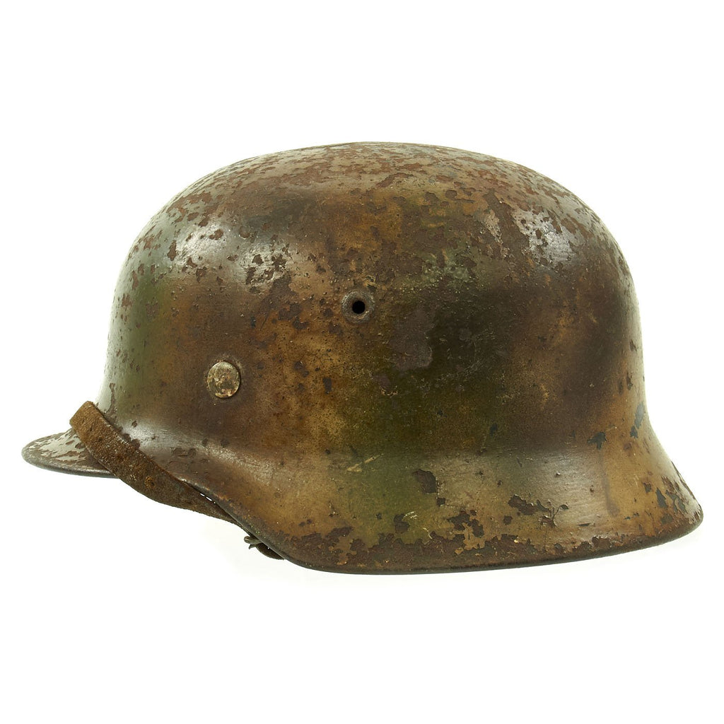Original German WWII Normandy Camouflage M40 Helmet with Unit Markings and 56cm Liner - Q64 Original Items