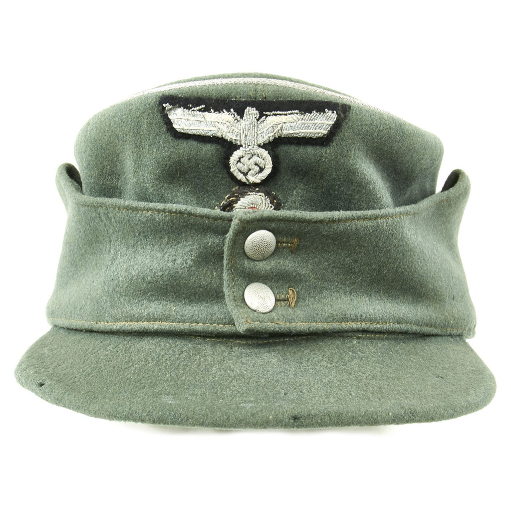 Original German WWII Early Pattern Heer Army Officer Feldmütze Field Cap with Bullion Insignia - Bergmütze Style Original Items