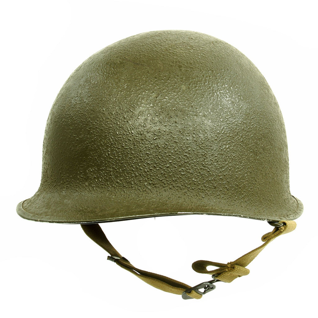 Original U.S. WWII 1944 M1 McCord Swivel Bale Front Seam Helmet with Westinghouse Liner Original Items