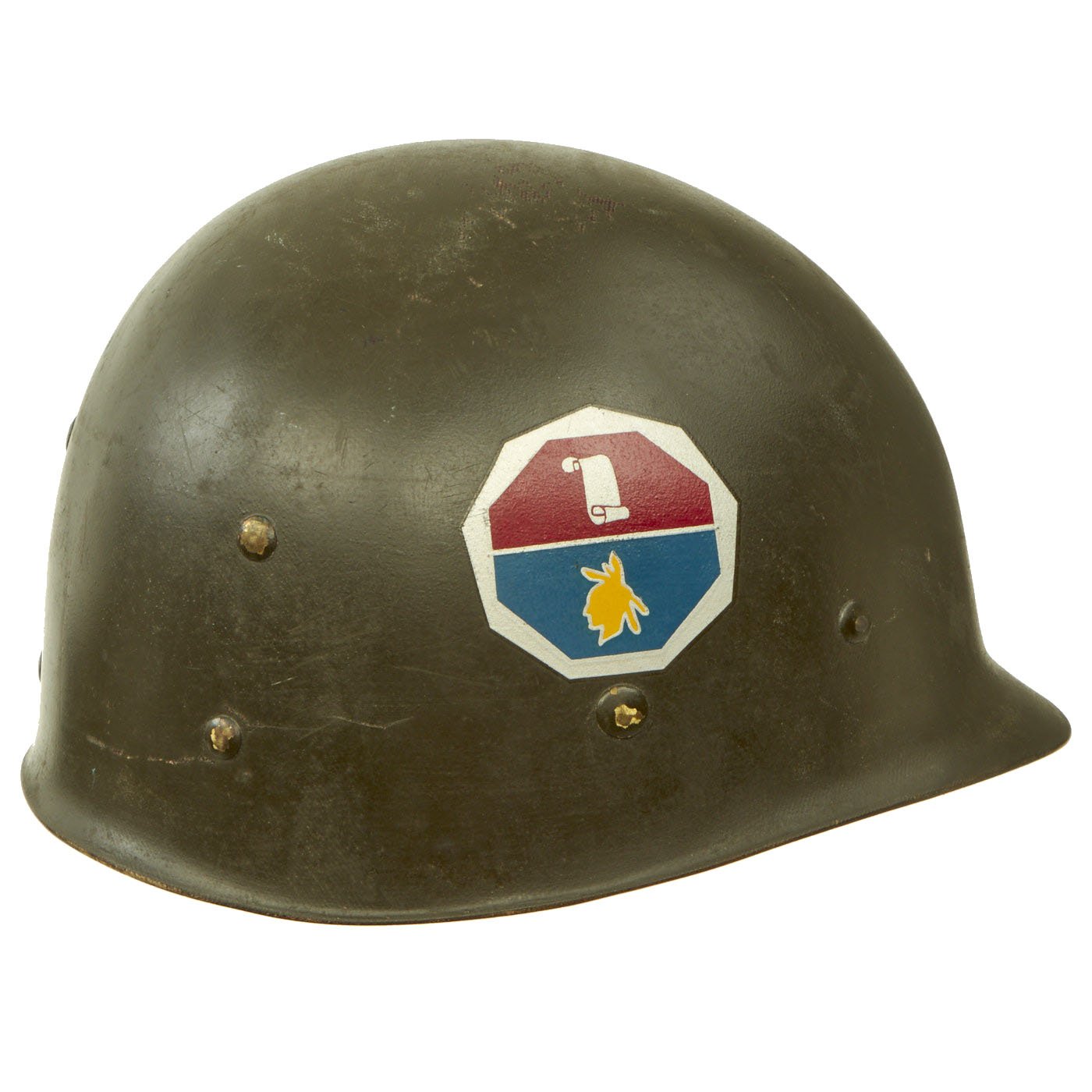 U.S. MAIL ミリター1945年製デッドストック軍物militaria様用 Original U.S. WWII 1945 M1 Schlueter Rear Seam Helmet with Korean
