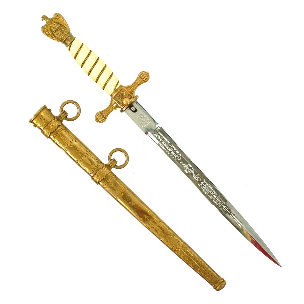 Original WWII German 2nd Model Naval Dagger with Lightning Bolt Scabbard by Carl Eickhorn Original Items