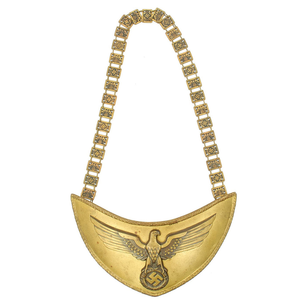 Original German WWII SA Political Leader Gorget with Chain by Frank and Reif of Stuttgart - RZM M1/102 Original Items