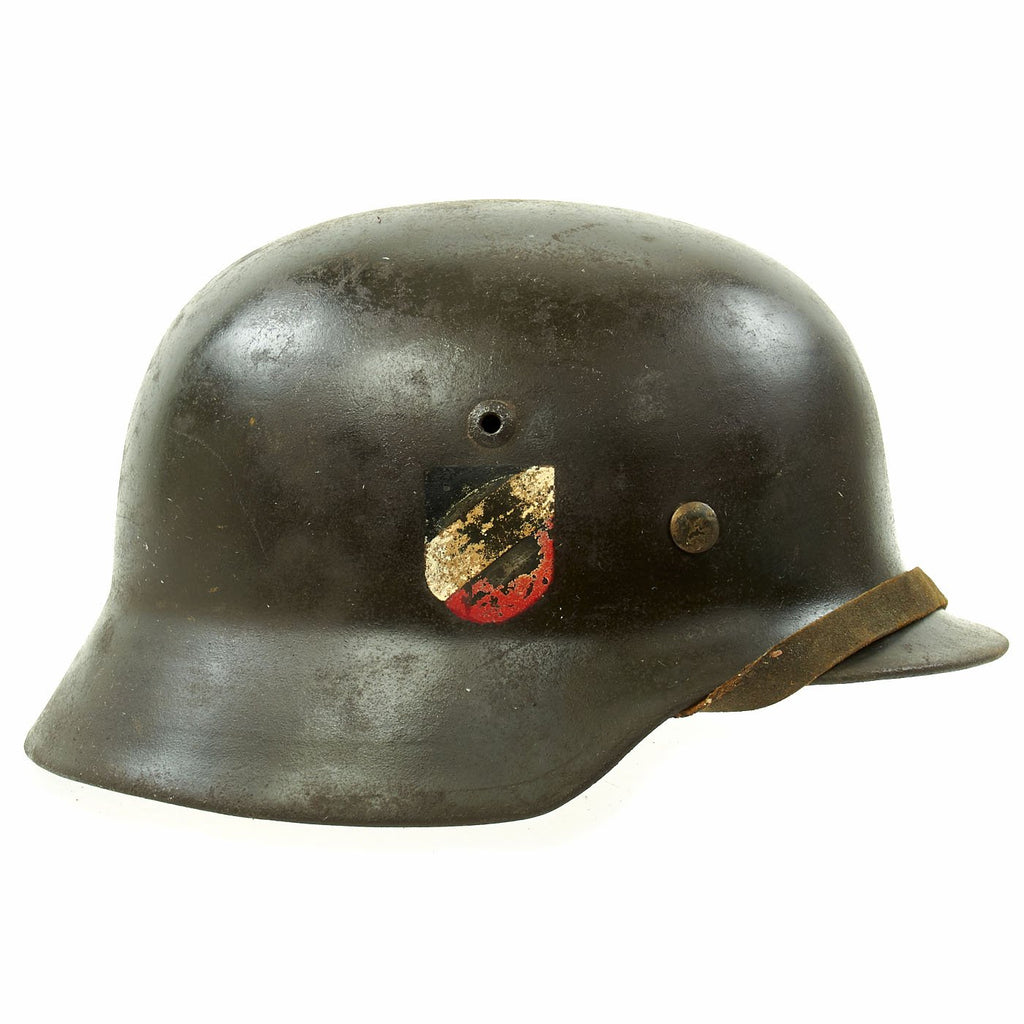 Original German WWII Luftwaffe M35 Double Decal Helmet with Size 57 Liner - marked SE64 Original Items