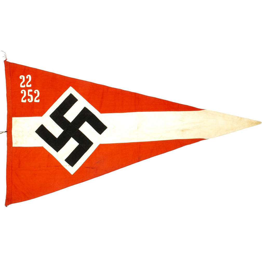 Original German WWII Hitler Youth Unit Marked 38" x 21" Pennant Flag - Hitlerjugend Original Items