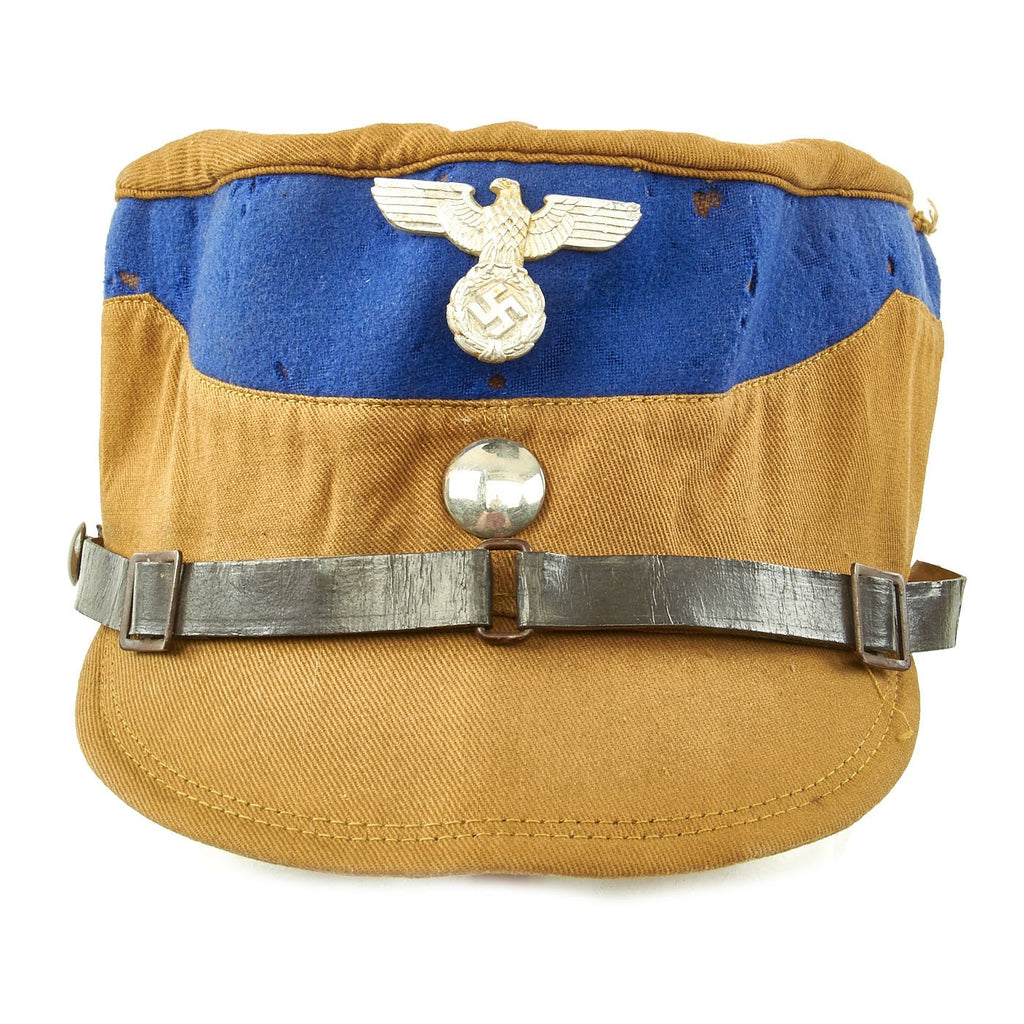 Original German WWII SA Stormtrooper Tan and Blue Kepi from Gruppe Warthe with RZM Tag - Size 55 Original Items