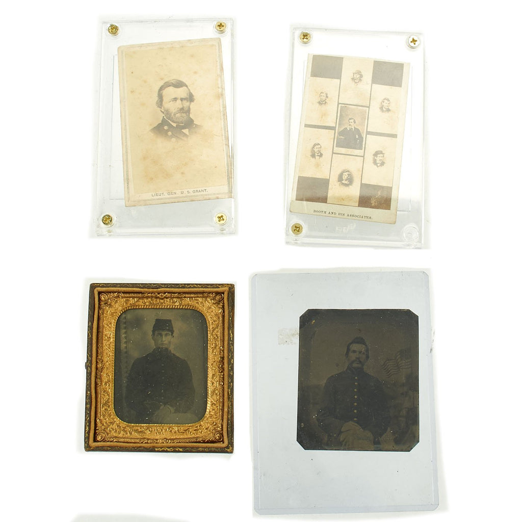 Original U.S. Civil War Photo Collection: General Grant, Two Federal 1/6 Plate Tintypes, & J.W. Booth Original Items