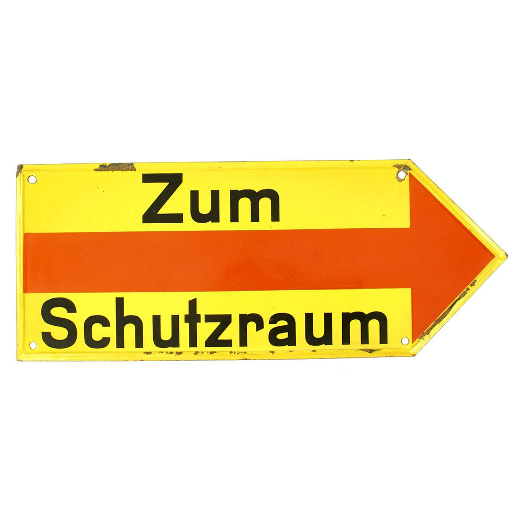 Original German WWII RLB Luftschutz Air Raid Shelter Directional Sign - Zum Schutzraum Original Items
