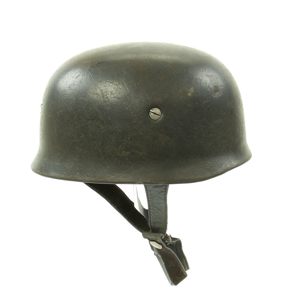 Original German WWII M38 Luftwaffe Fallschirmjäger Paratrooper Helmet with Replica Chinstrap - ET66 Original Items