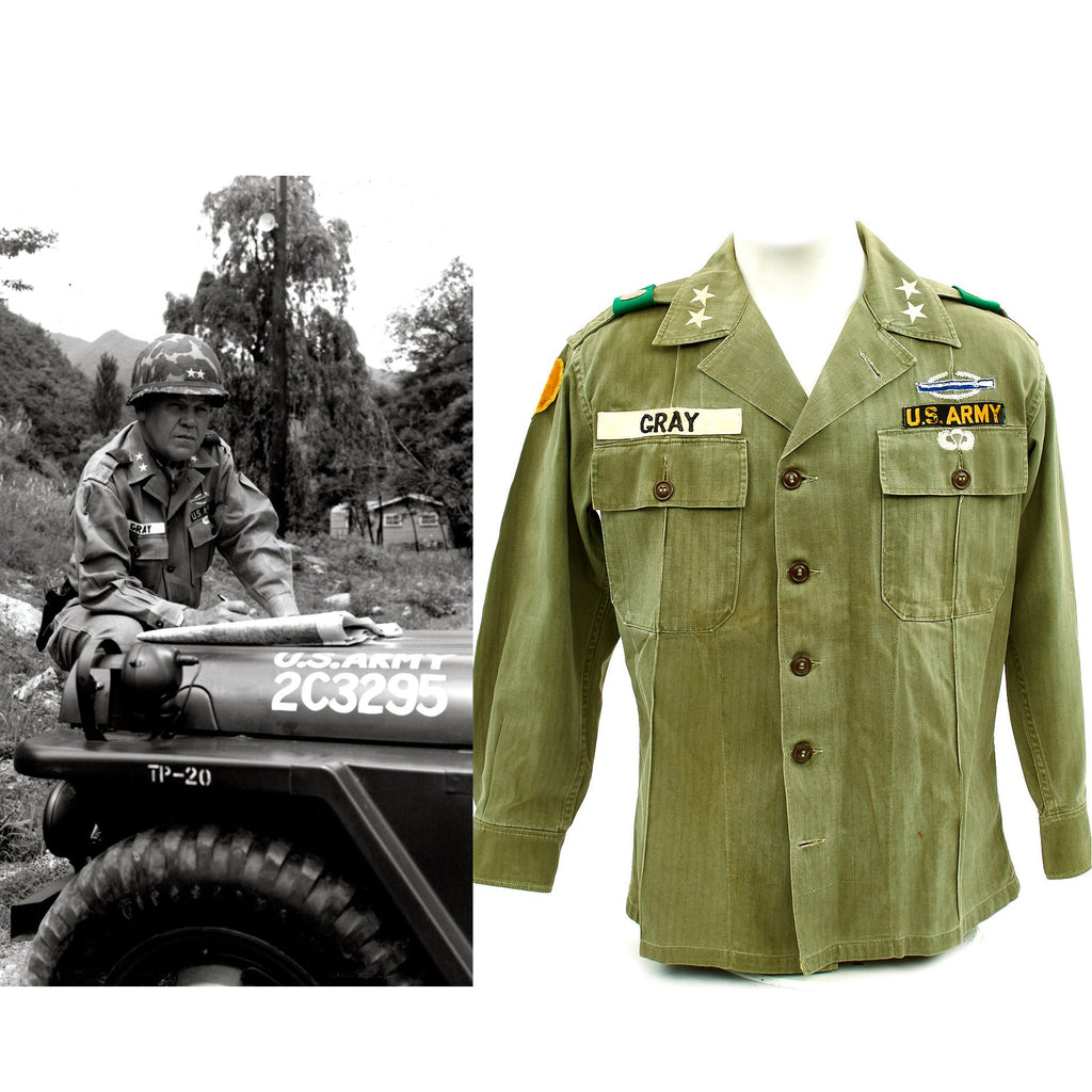 Original U.S. 1960s Major General David Warren Gray HBT Shirt Original Items