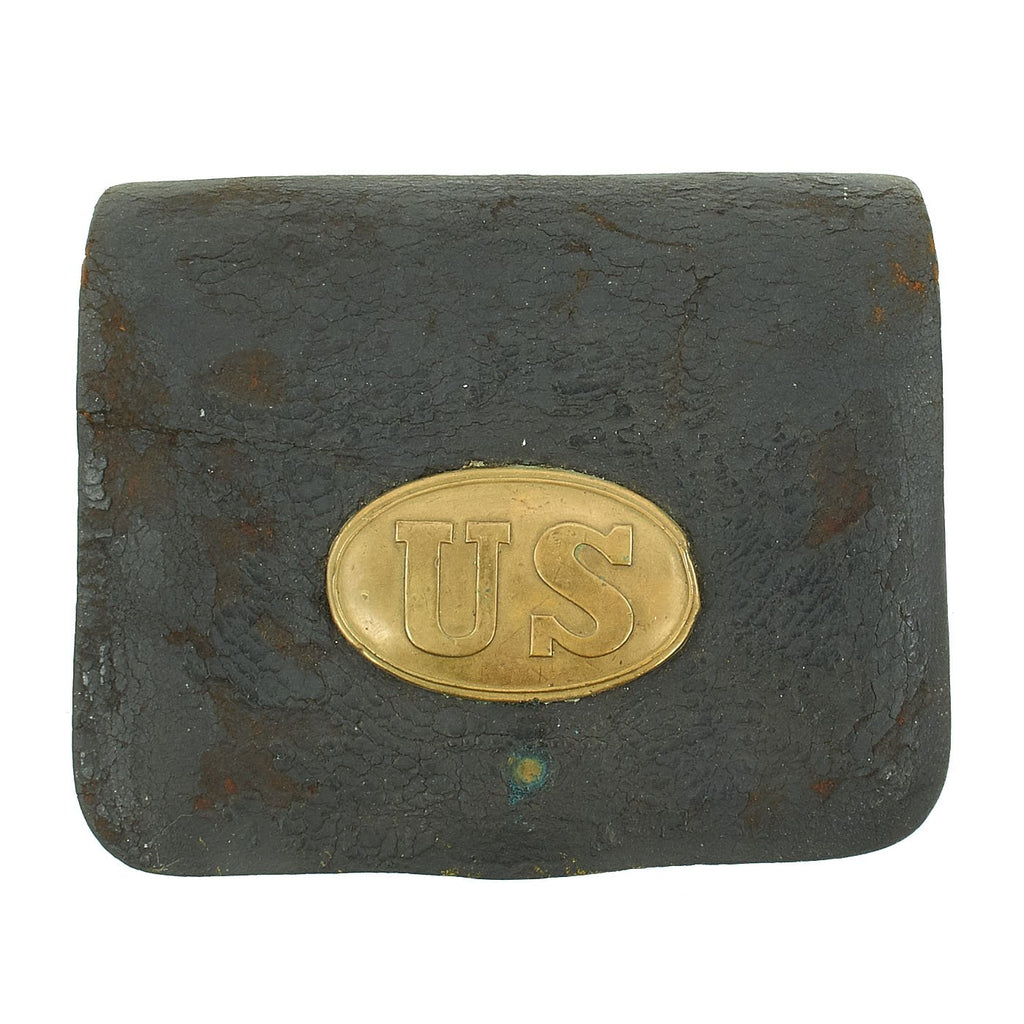 Original U.S. Civil War Model 1861 Cartridge Box with Plate and Tins Original Items