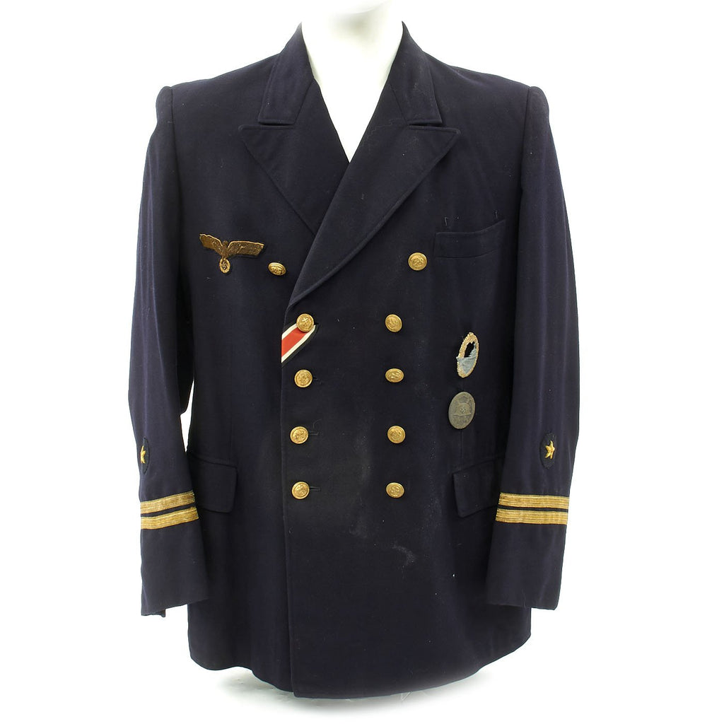 Original German WWII Kriegsmarine Oberleutnant zur See Reefer Jacket with Medals Original Items