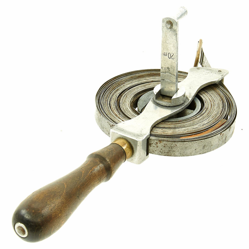 Original German WWII Luftwaffe FLUV Marked 20m Metal Field Tape Measure Original Items