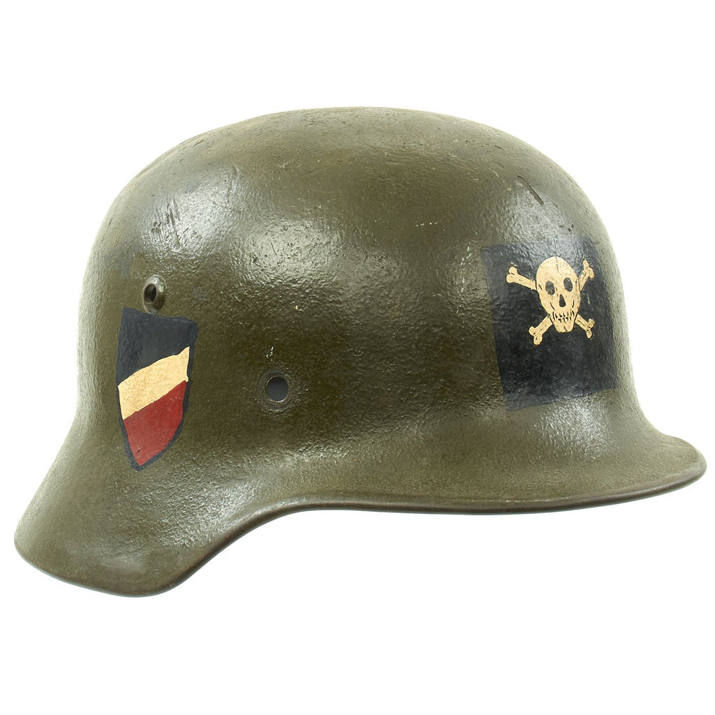 Original German WWII USGI Decorated M35 Steel Helmet Shell - EF64 Original Items