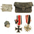 Original German WWII USGI Bring Back Grouping in Leather Wallet - EKII, KvK 2nd Class, Belt Buckle & Coins Original Items