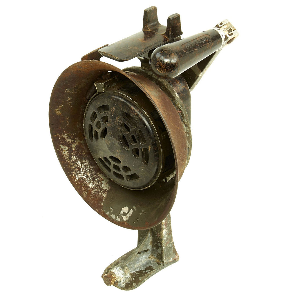 Original German WWII Complete Bakelite & Metal Hand-Crank Air Raid Siren by Helin - Handsirene Original Items