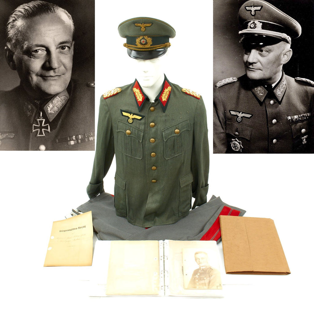 Original German WWII General Hans-Ludwig Speth Uniform, Photos, and Documents Grouping Original Items