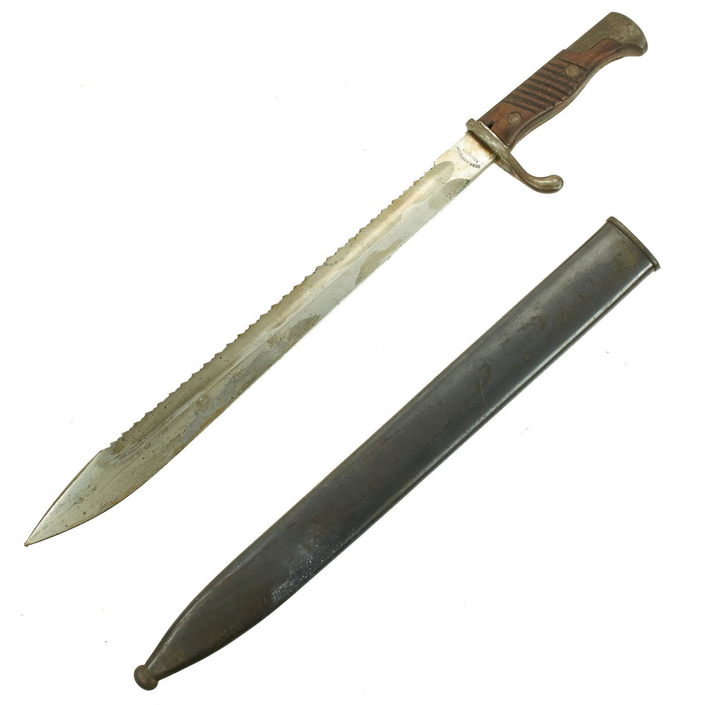 Original German WWI M1898/05 n/A Butcher Sawback Bayonet with Scabbard by Rare Maker L.O. DIETRICH Original Items