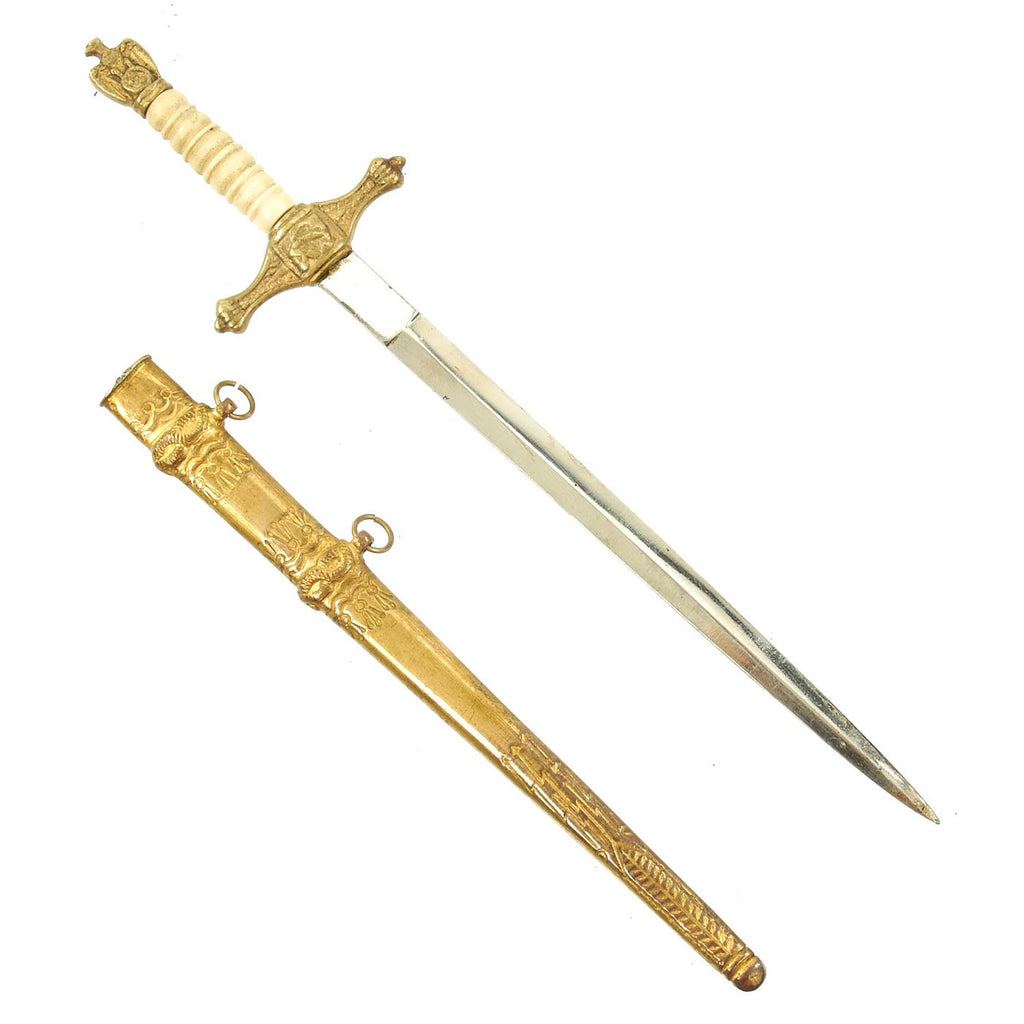 Original WWII German 2nd Model Miniature Naval Dagger Letter Opener with Lightning Bolt Scabbard Original Items