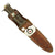Original WWII Large EG Waterman E.G.W. Leather Grip Fighting Knife with Named Scabbard & Attached Souvenirs Original Items