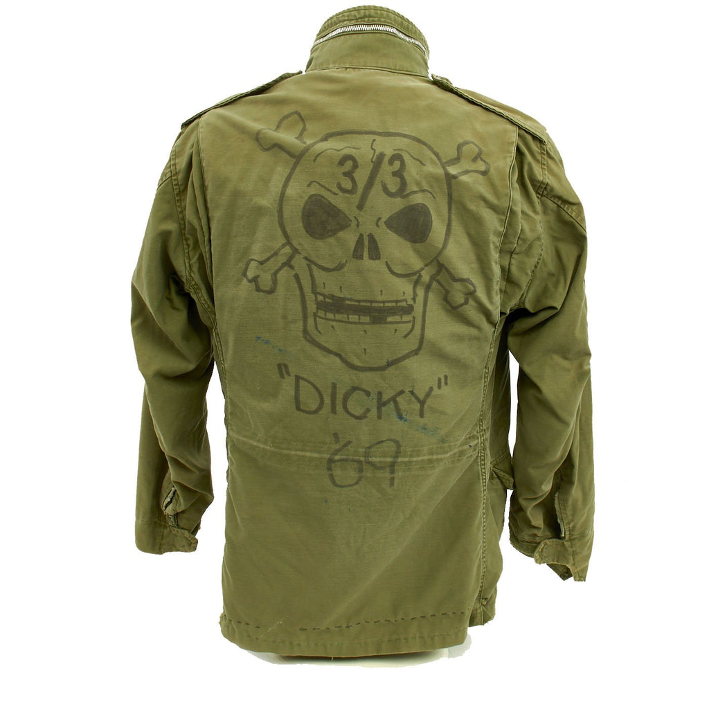Original U.S. Vietnam War 1969 Dated M-1965 Field Jacket with Skull and Crossbones Original Items