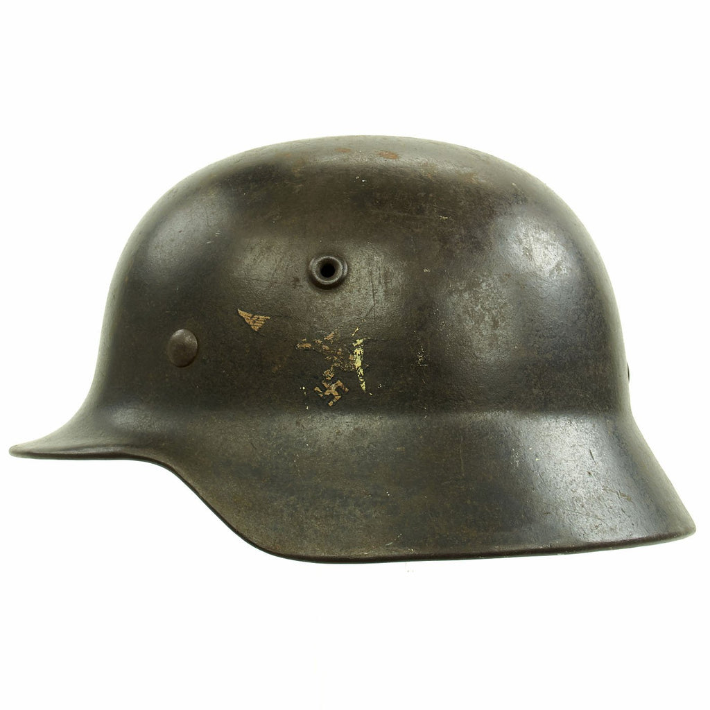 Original German WWII M40 Service Worn Single Decal Luftwaffe Helmet - ET60 Original Items