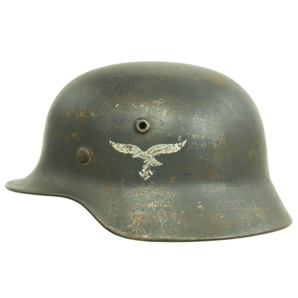 Original German WWII M40 Service Worn Single Decal Luftwaffe Helmet - ET64 Original Items