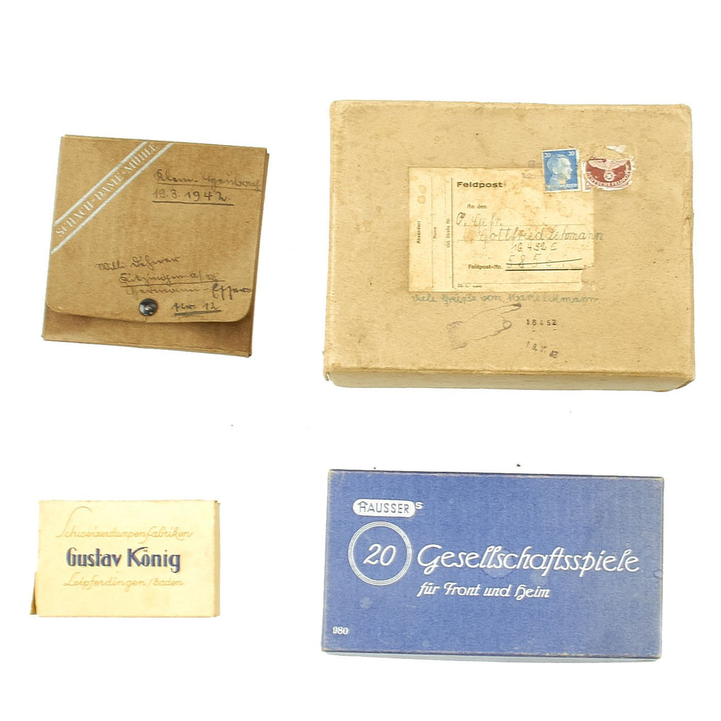 Original German WWII Postmarked Feldpost Box Care Package with Contents Original Items