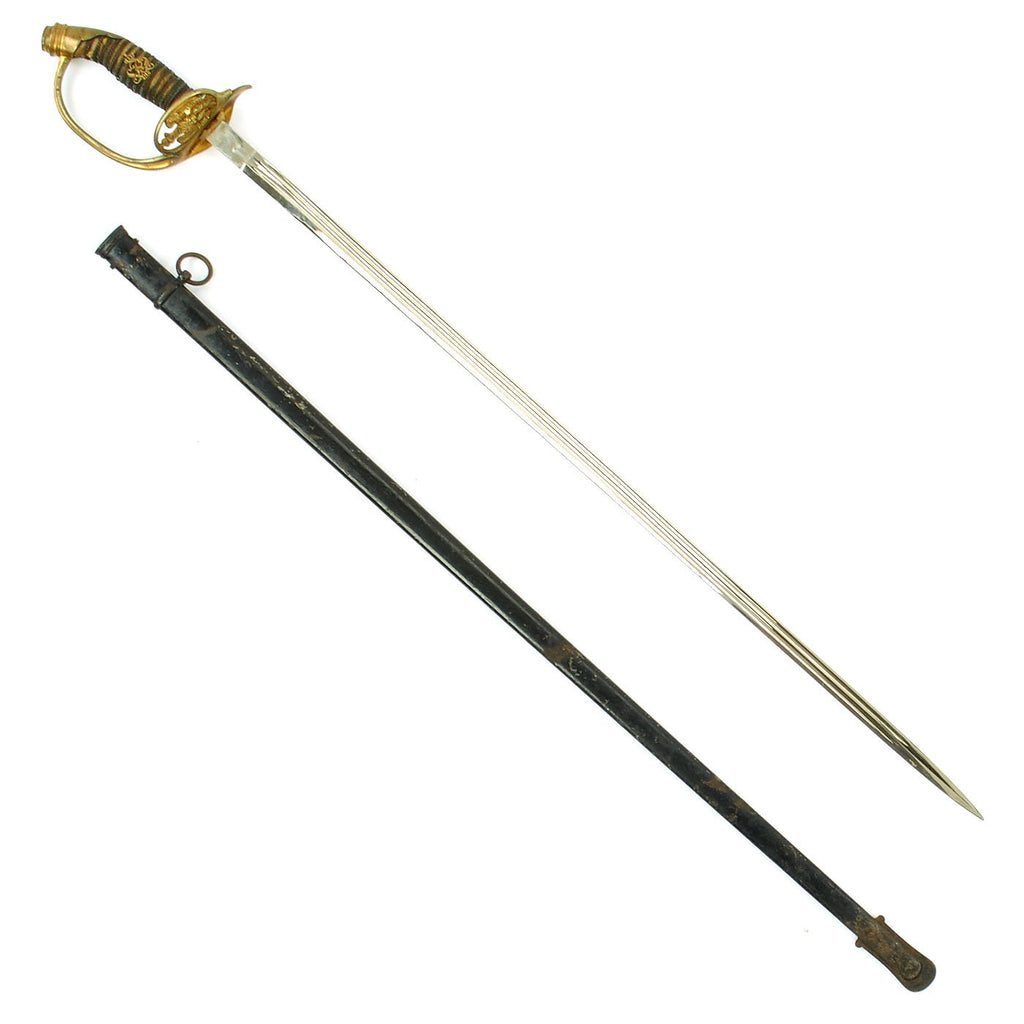 Original Imperial German WWI Model 1889 Prussian Infantry Officer Sword by Carl Eickhorn with Scabbard Original Items