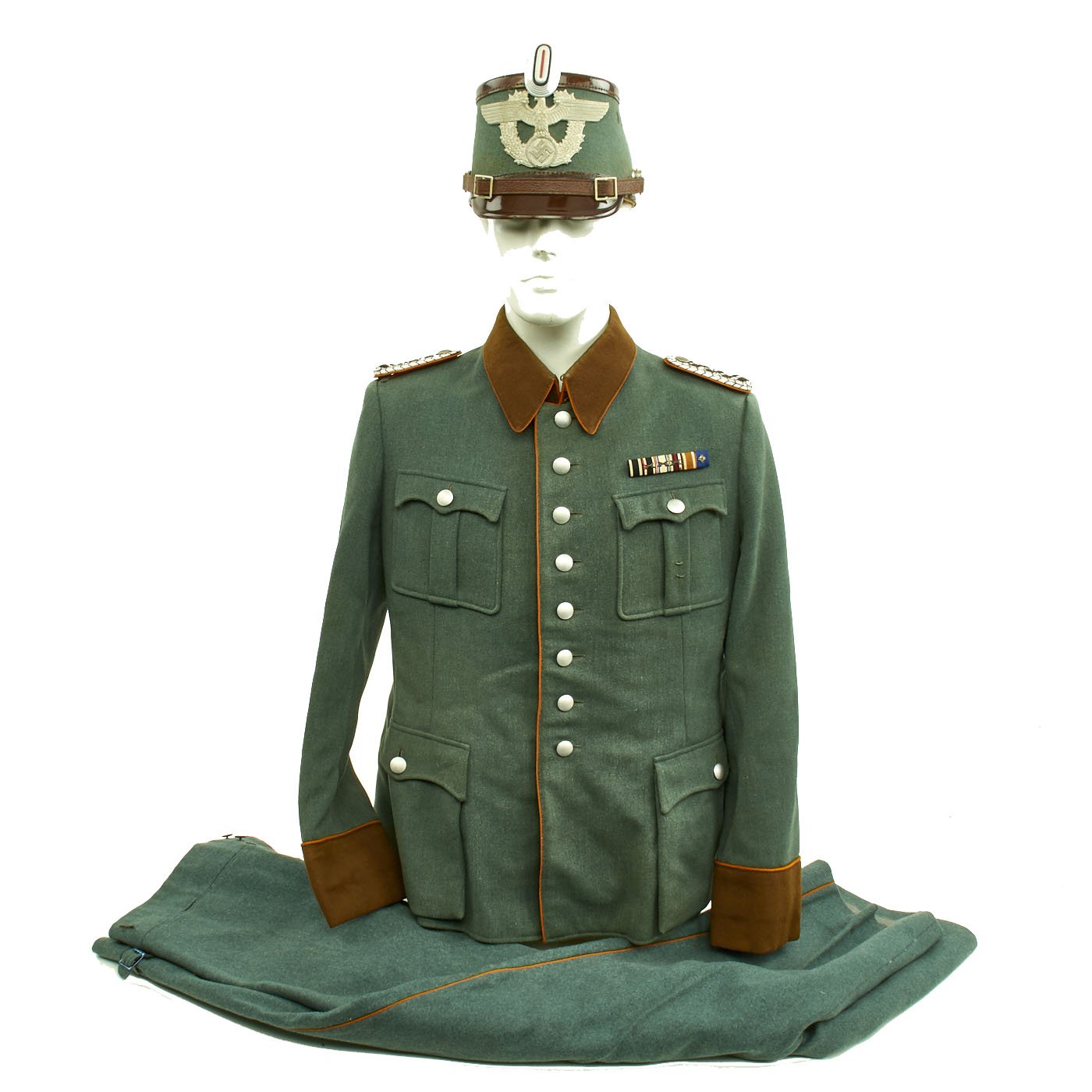 german police gear Original German WWII Rural Police Gendarmerie Meister Uniform with Shako