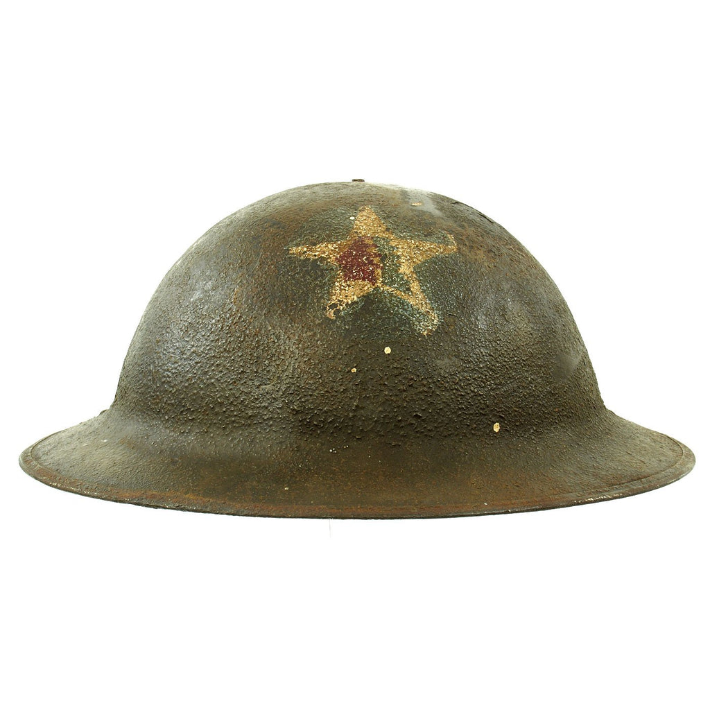 Original WWI U.S. Army 3rd Battalion 23rd Infantry Regiment M1917 Doughboy Helmet Shell - 2nd Division Original Items