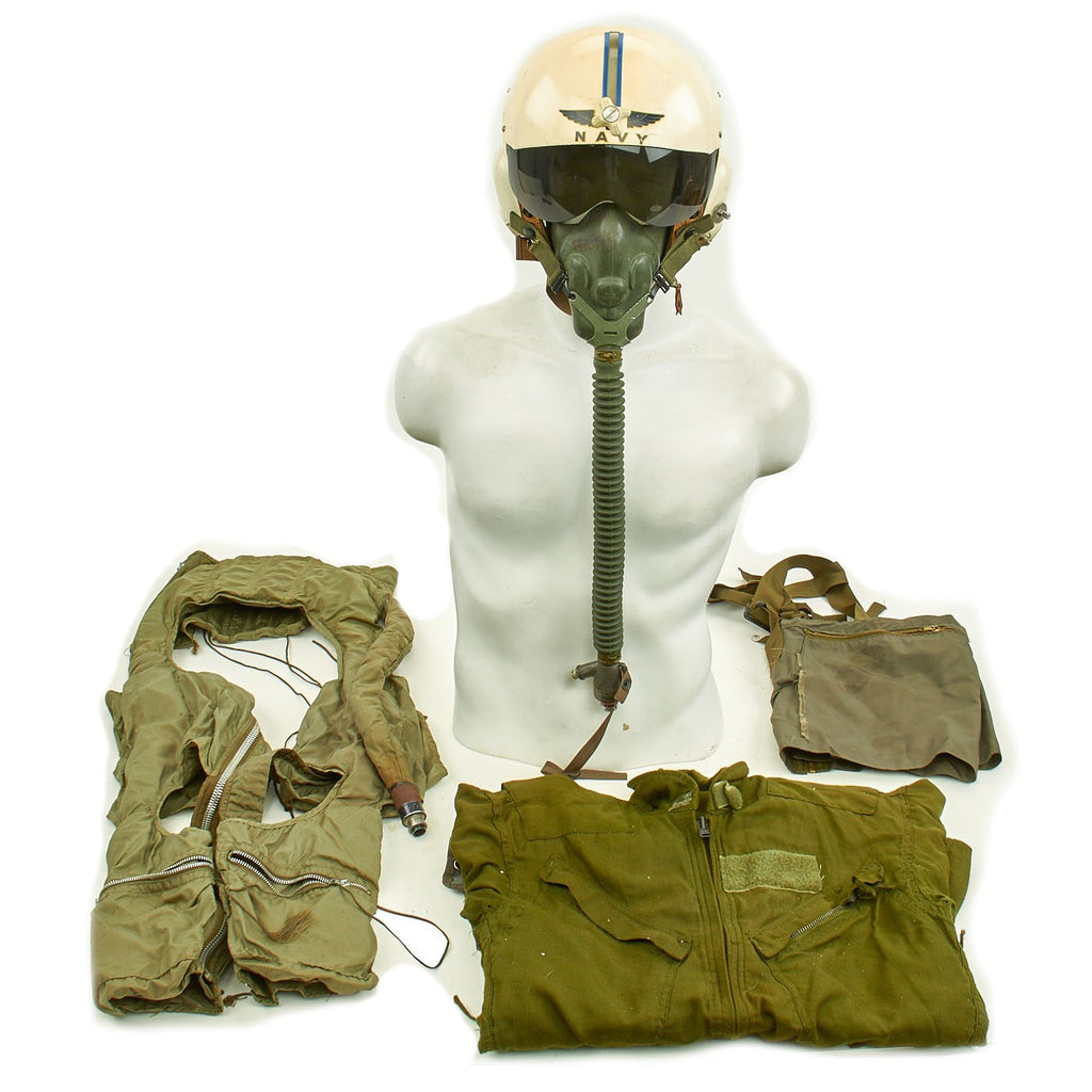 Original U.S. Navy Vietnam War Pilot's Flight Uniform - Gentex BPH-2 Helmet and Coveralls Set Original Items