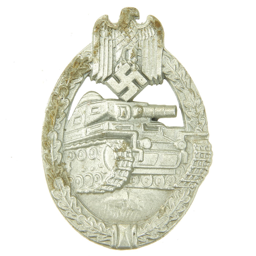 Original German WWII Silver Grade Panzer Assault Tank Badge by Hermann Wernstein - Solid Version Original Items