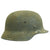 Original German WWII M35 Helmet with Field Applied Textured Camouflage Paint & 56cm Liner - 64cm Shell Original Items