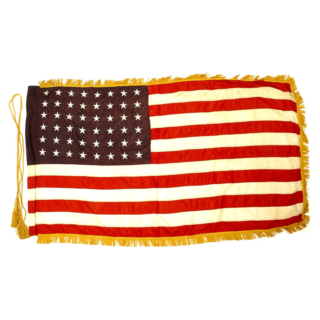 Original U.S. WWII Era 48 Star Parade Flag with Gold Fringe - 3 x 5 Original Items