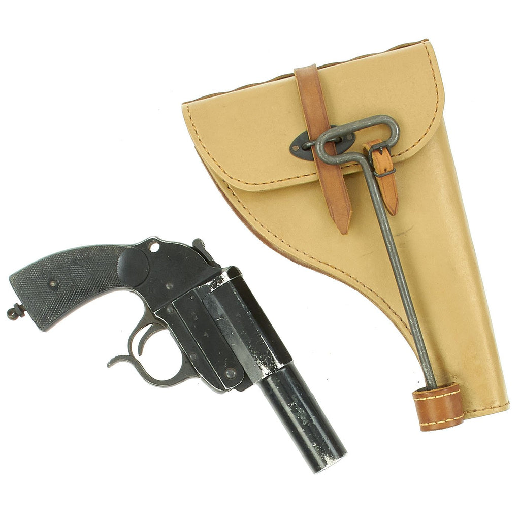 Original German WWII LP 34 Heer Signal Flare Pistol by ERMA-Erfurt with Holster and Cleaning rod - Dated 1940 Original Items