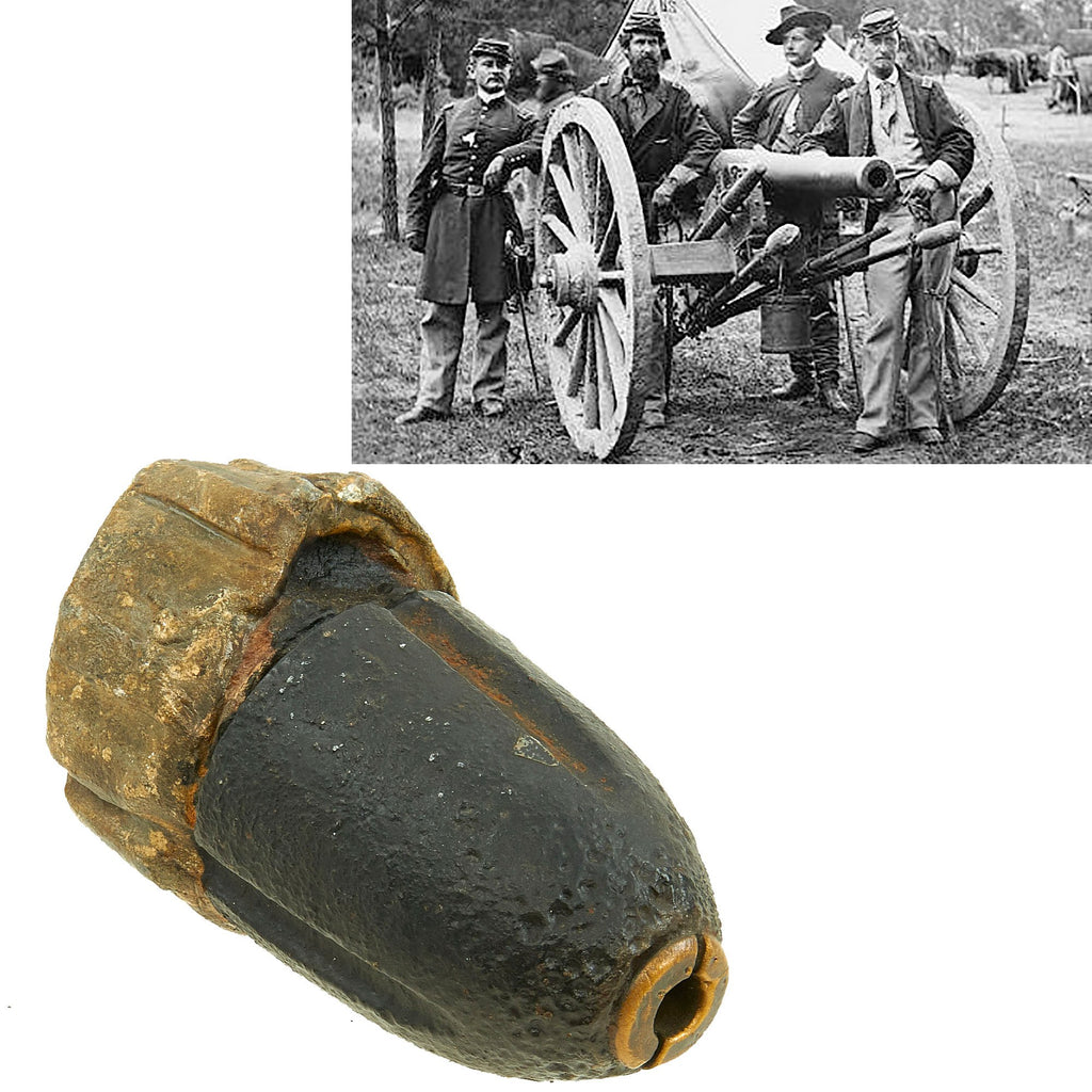 Original U.S. Civil War Hotchkiss 3-inch Shell with Lead Sabot for M1861 Ordnance Rifle Original Items