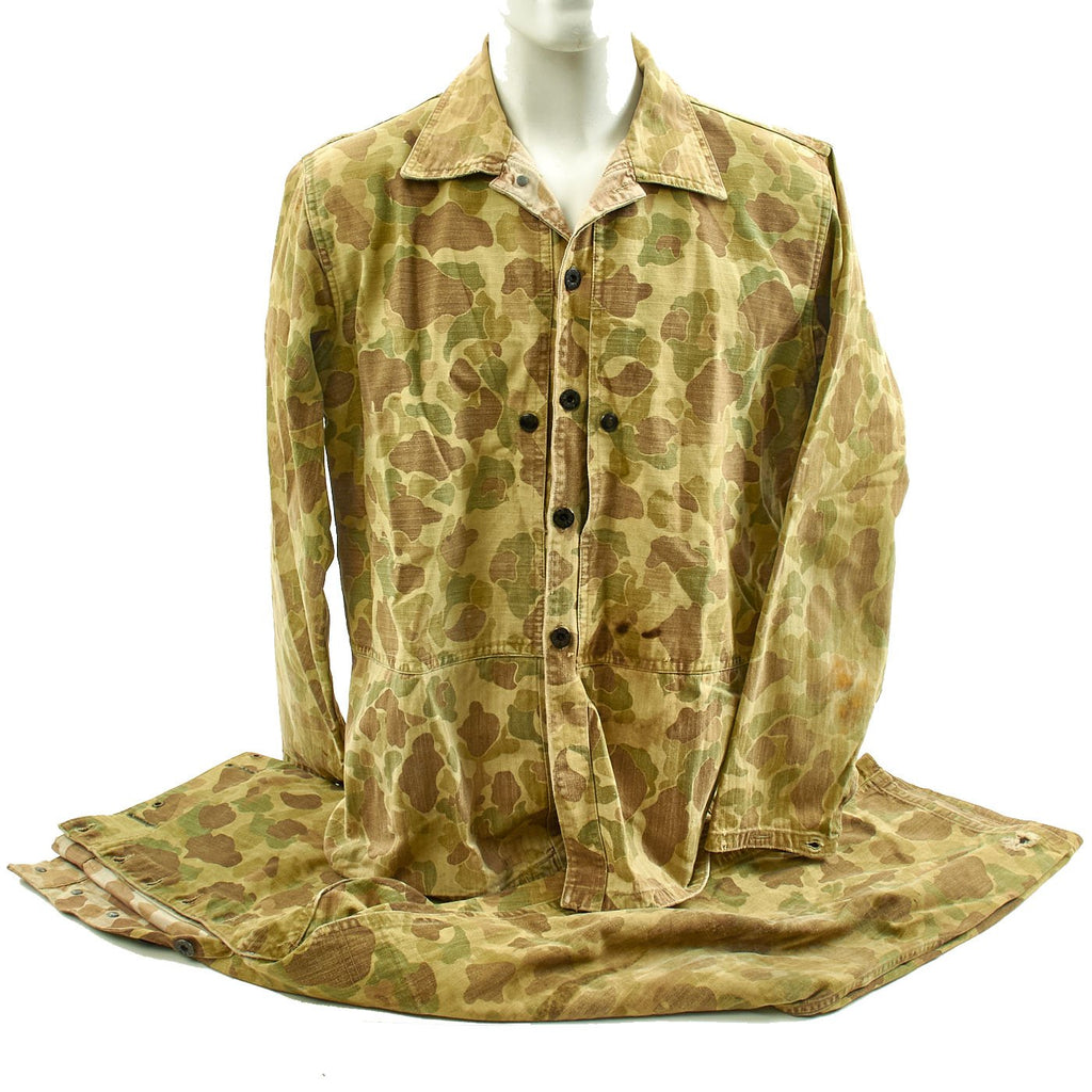 Original U.S. WWII USMC P44 Camouflage Pattern 1944 Utility Uniform Coat & Trousers Original Items