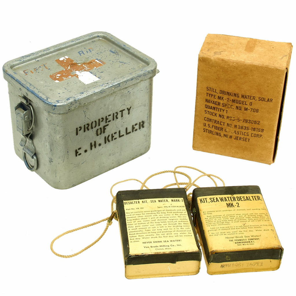 Original Korean War Era U.S. Navy and Air Force Saltwater Survival Kit Original Items