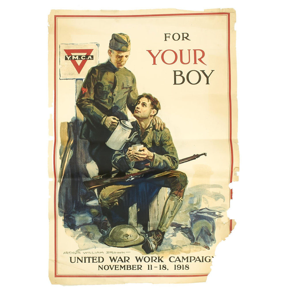 riginal U.S. WWI 1918 Poster Y.M.C.A. For your Boy United War Work Campaign Poster by  Arthur W. Brown Original Items