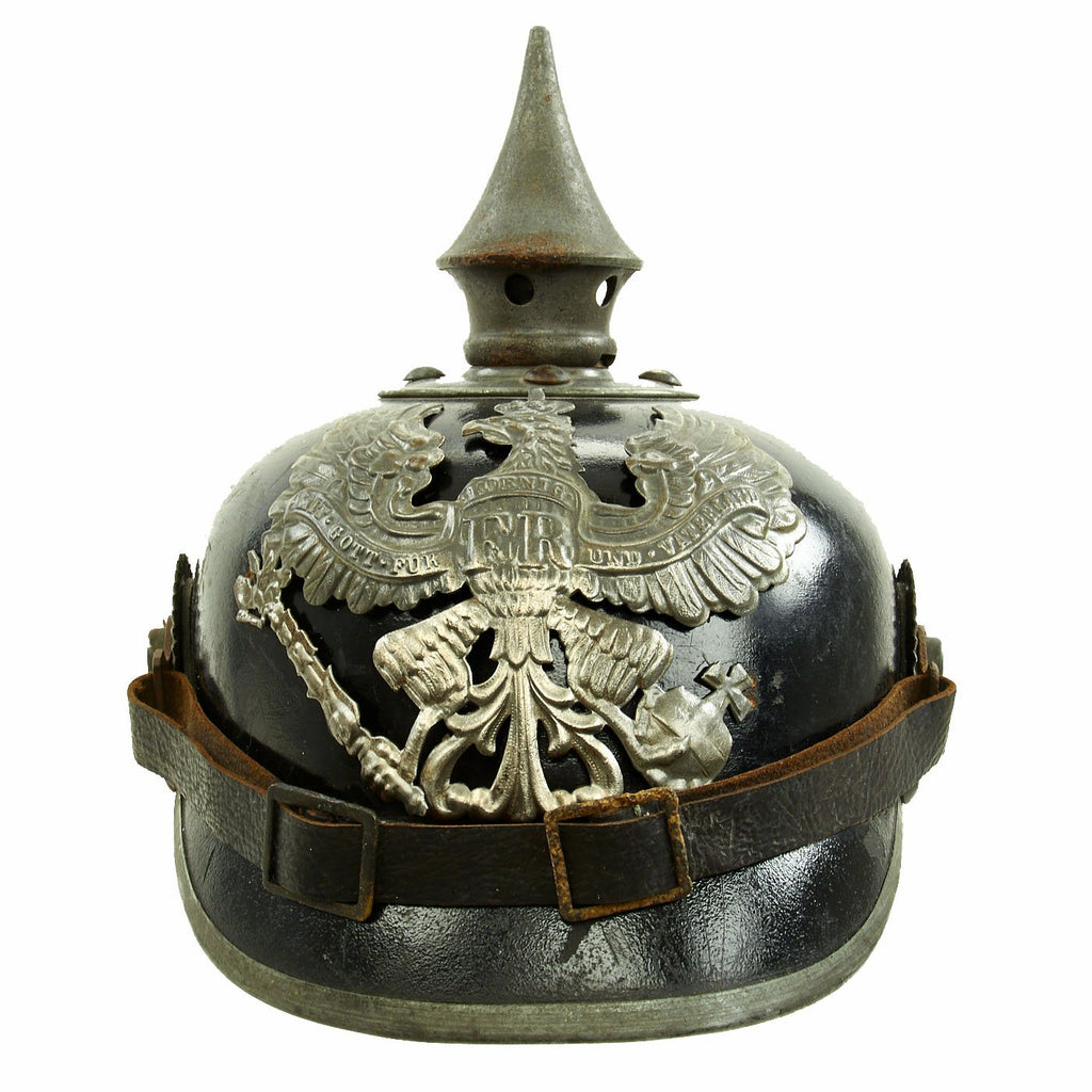 Original German WWI Prussian M1915 Infantry EM/NCO Pickelhaube Spiked Helmet - Depot & Regt. Marked Original Items
