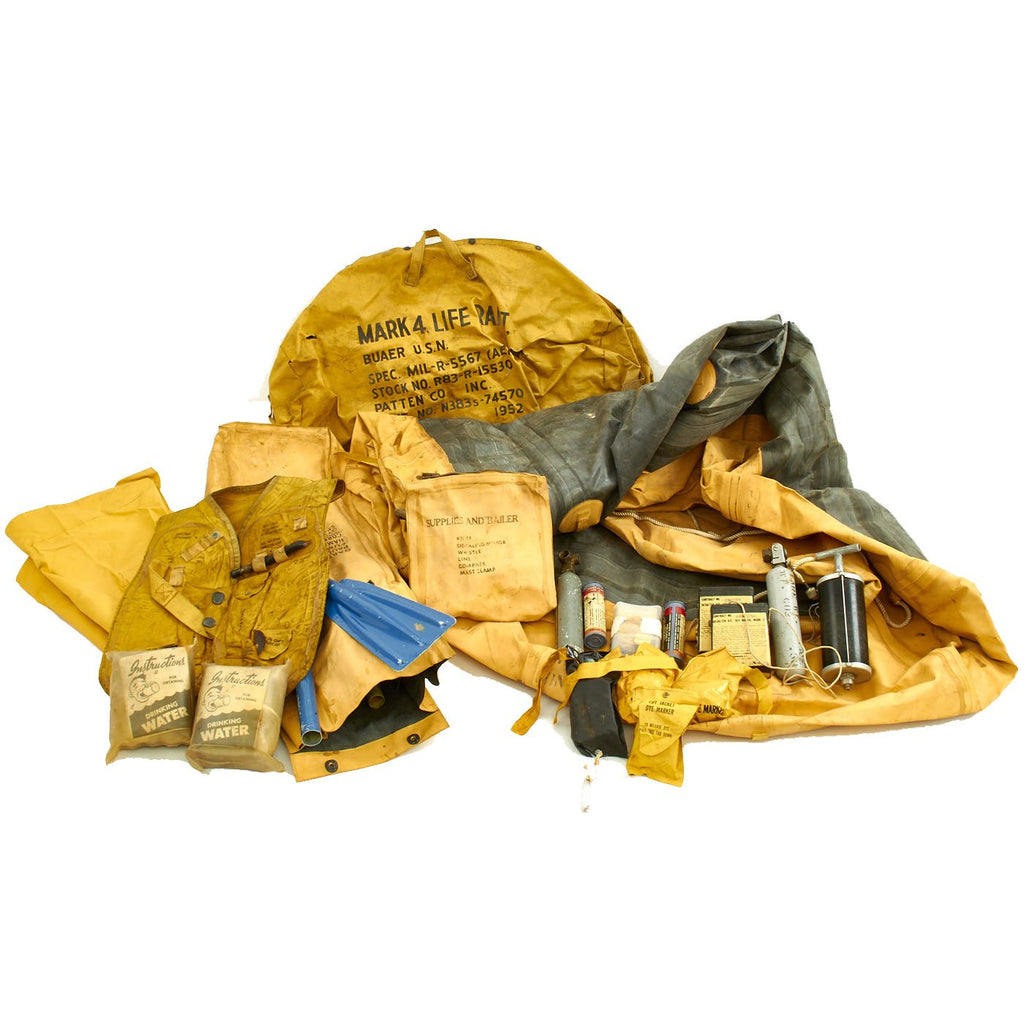 Original U.S. Korean War Navy Aircraft Mark 4 Life Raft with Accessories Original Items