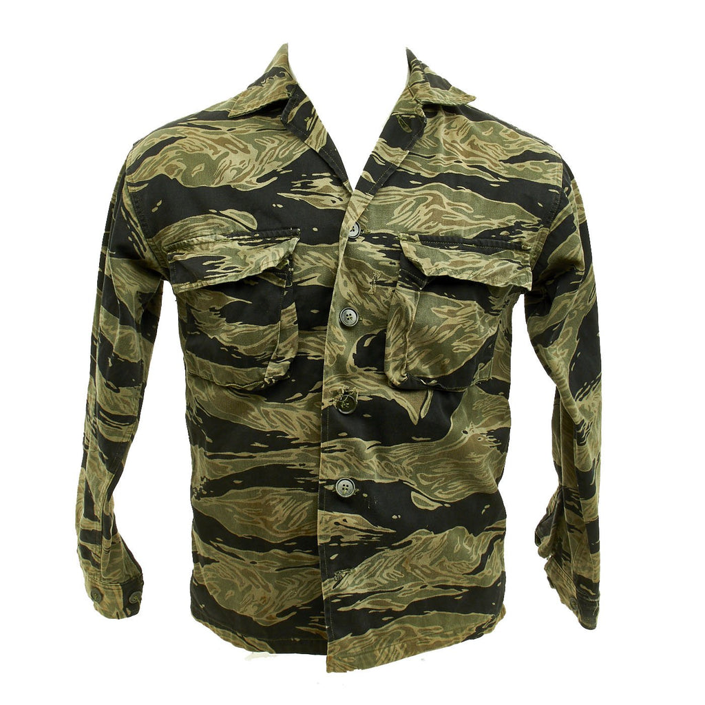 Original U.S. Vietnam War Special Forces Tiger Stripe "Tadpole" Camouflage Fatigue Uniform Shirt Original Items