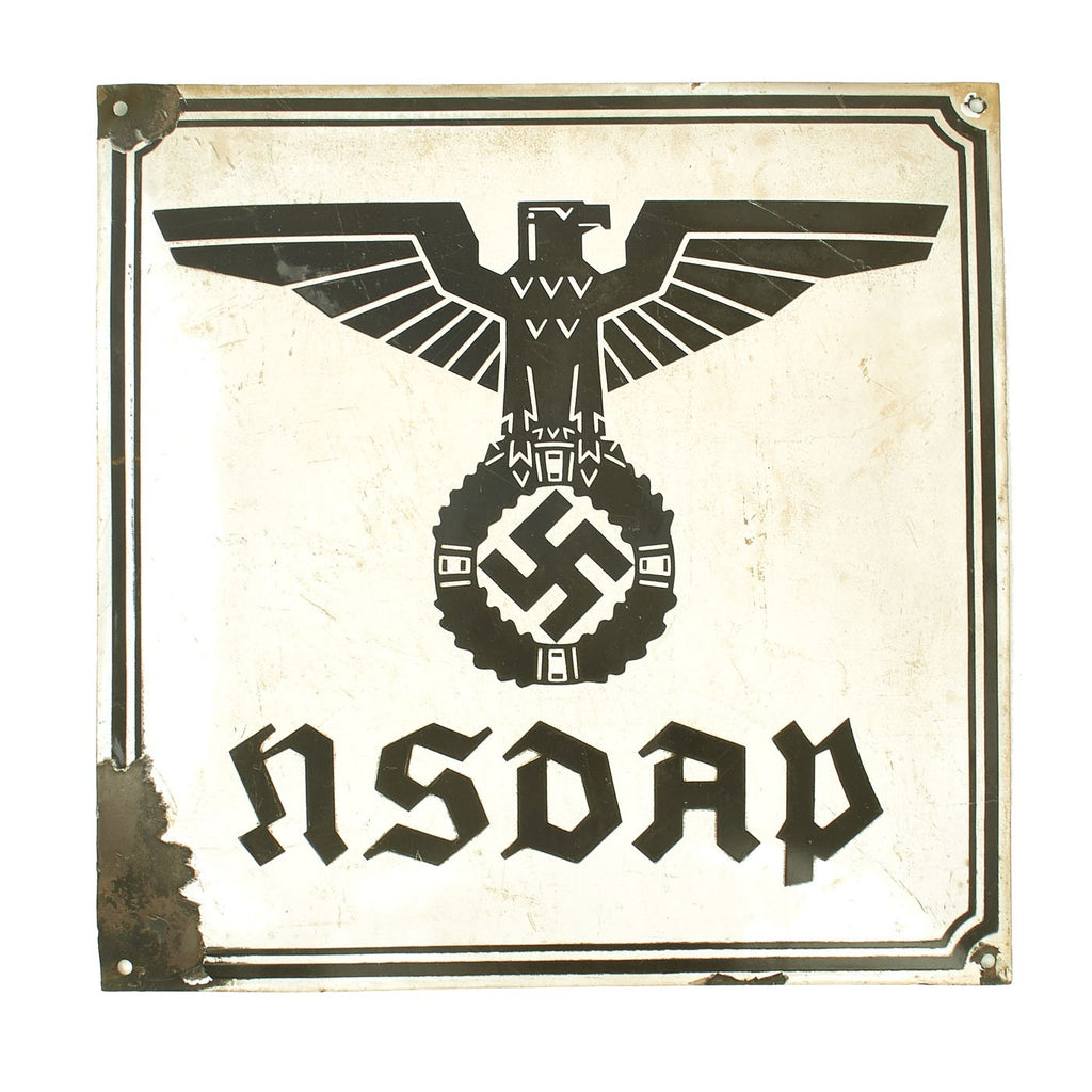 Original German Pre-WWII 1934 dated NSDAP Reichsadler Porcelain Sign - 20" x 20" Original Items