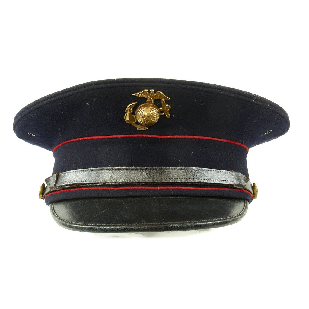Original U.S. WWII Marine Dress Blue Uniform Visor Cap - Dated 1933 Original Items
