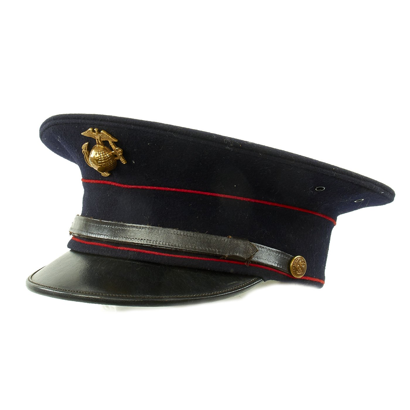 Original U.S. WWII Marine Dress Blue Uniform Visor Cap